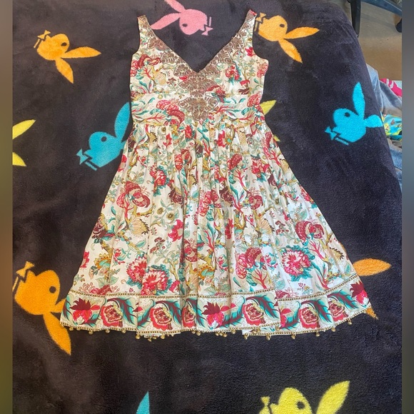 Plenty by Tracy Reese silk floral dress with lace bead in the front size 8 - Picture 14 of 16